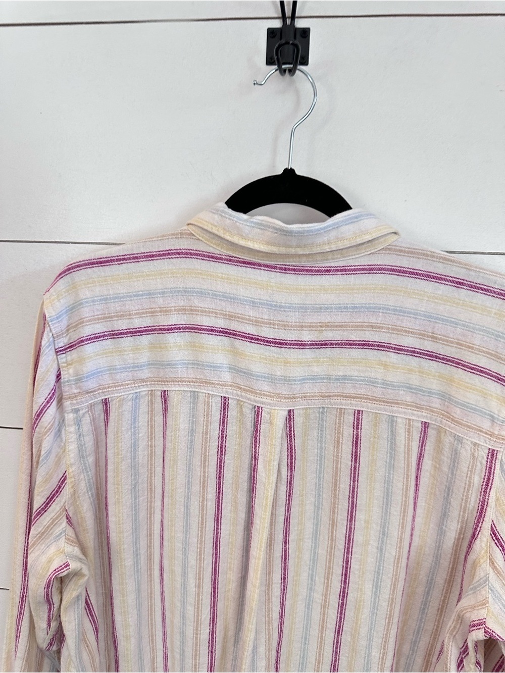 Gap Vintage Y2K XL Linen blend stripe corpcore classic coastal button down top - Picture 13 of 15